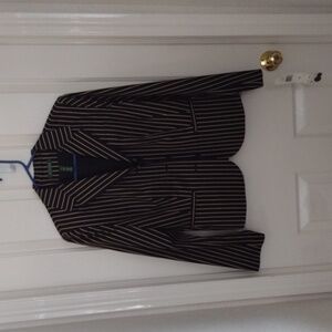 Women's Ralph Lauren Black and Tan Striped Blazer